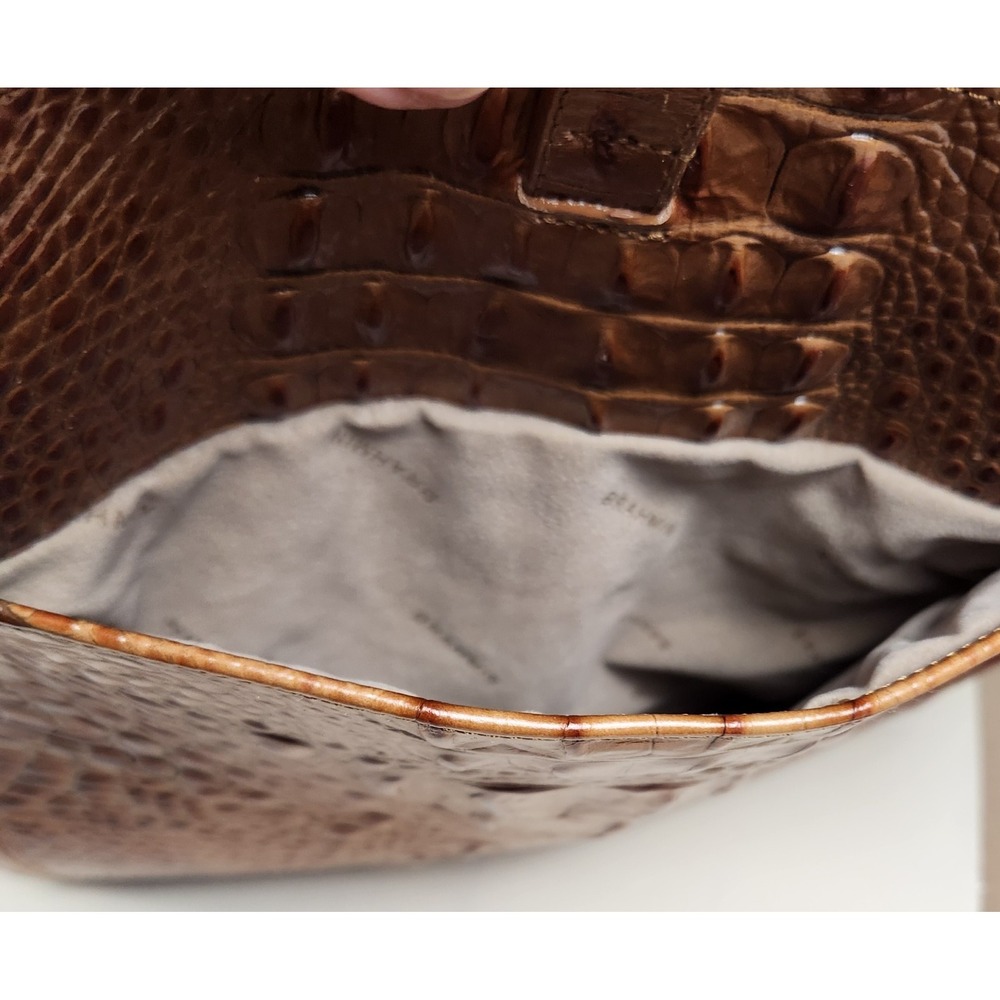 Brahmin All Day Tote Toasted Almond Croc Embossed Leather Large Shoulder Bag - Picture 9 of 14